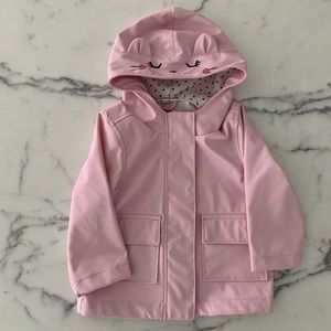 Toddler rain cat jacket in pink, size 18-24mo, NEW
